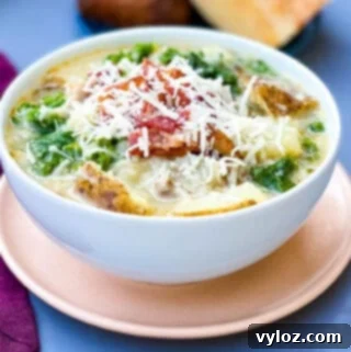 Instant Pot or Slow-Cooker Olive Garden Zuppa Toscana Soup in a serving bowl