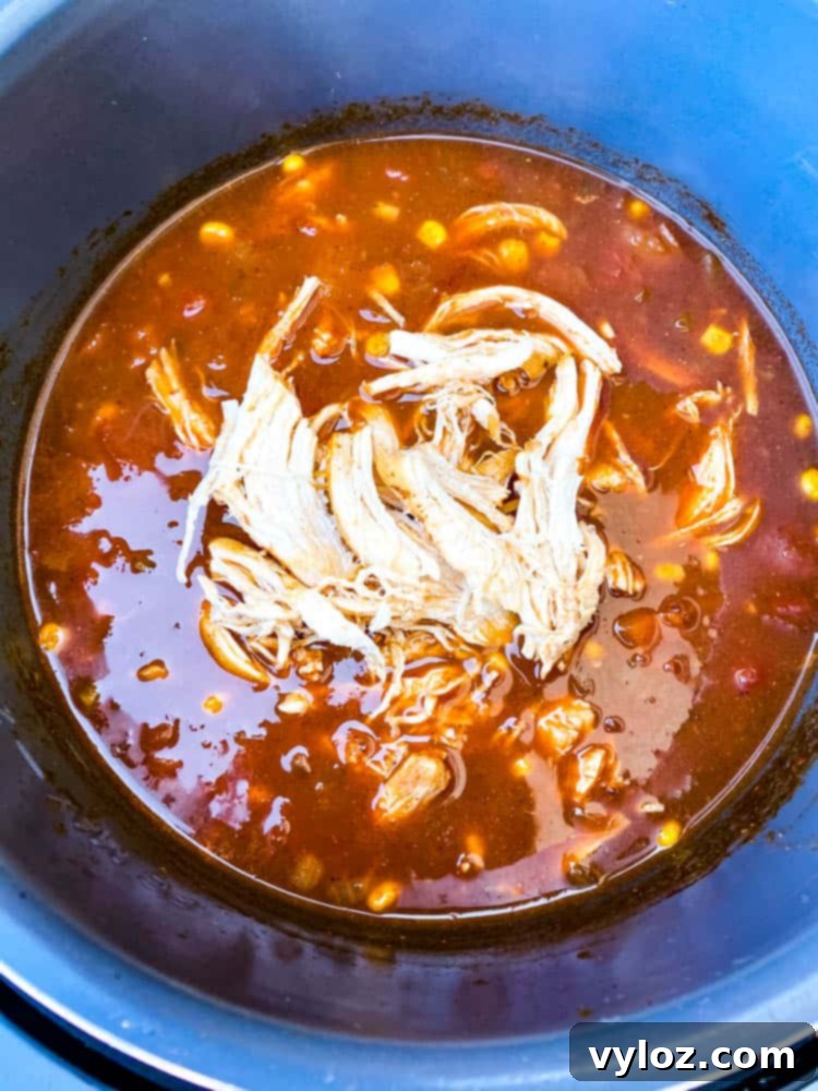 Chicken Tortilla soup cooking in an Instant Pot