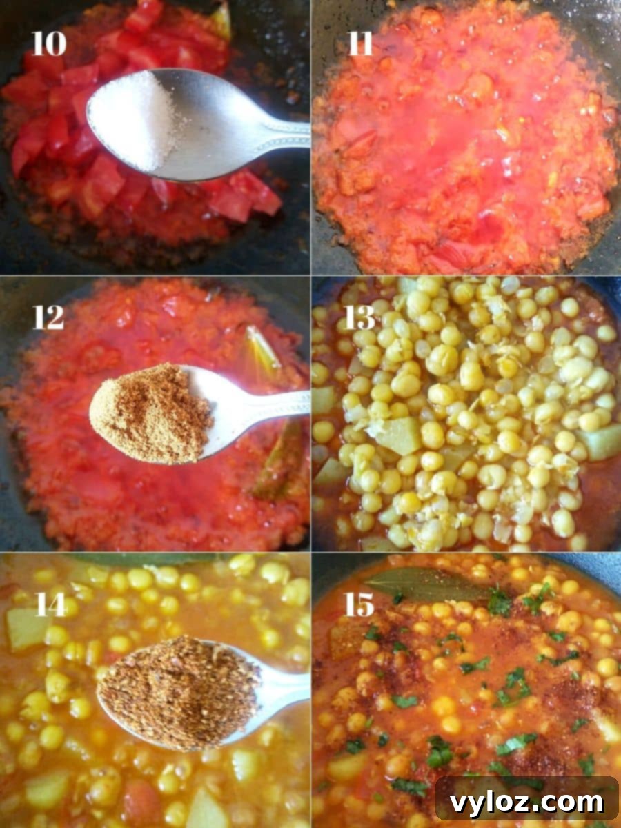 Finished Ghugni garnished with fresh ingredients