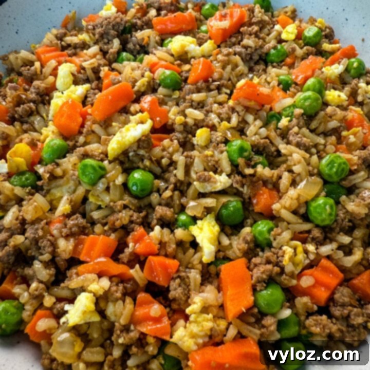 Ground Beef Fried Rice, a quick and savory one-pot meal