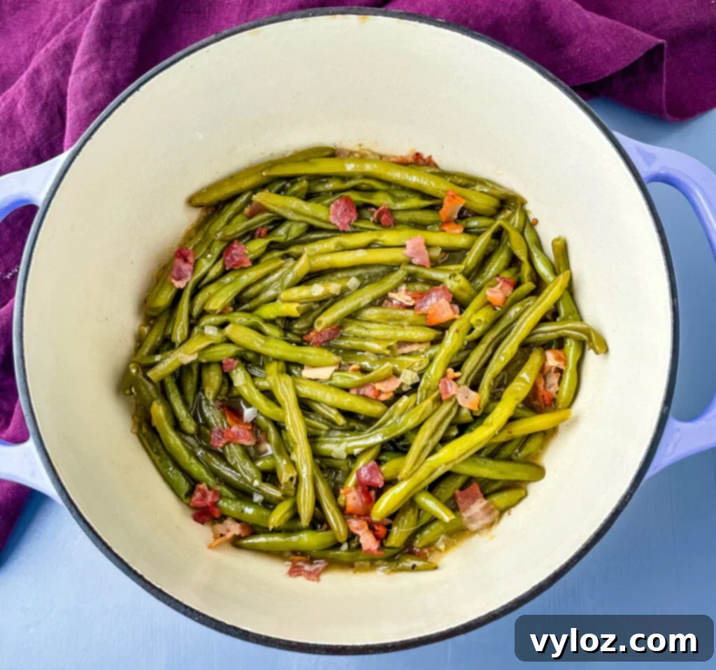southern green beans with bacon in a pot