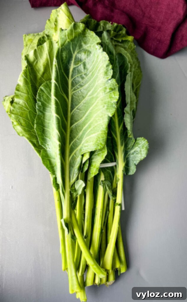 fresh collard greens on a flat surface