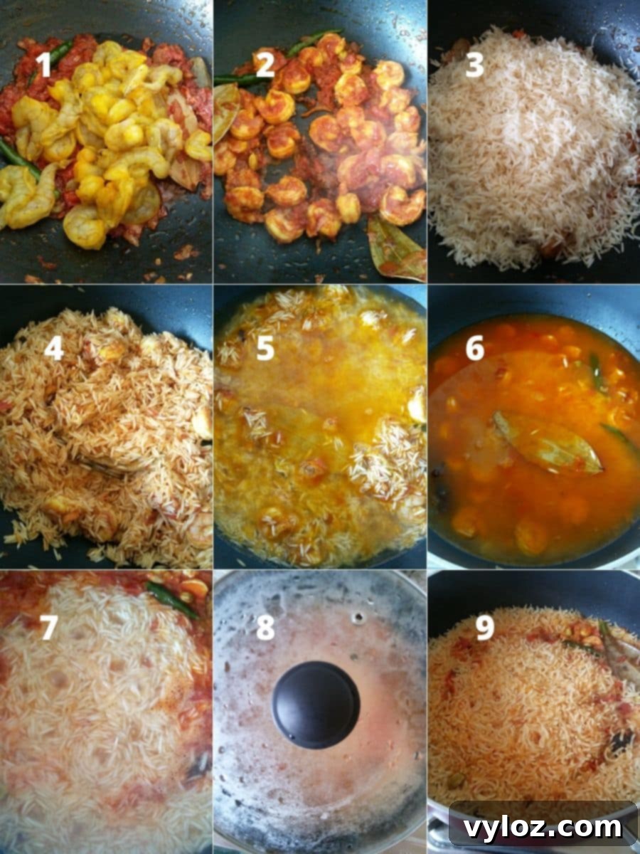Shrimp Pulao Recipe - Final Cooking Steps for Fluffy Rice