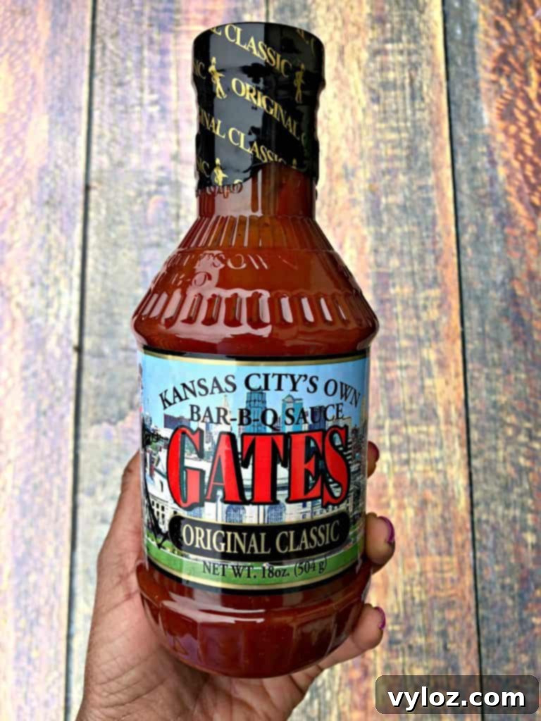 kansas city gates bbq sauce bottle on a wooden board