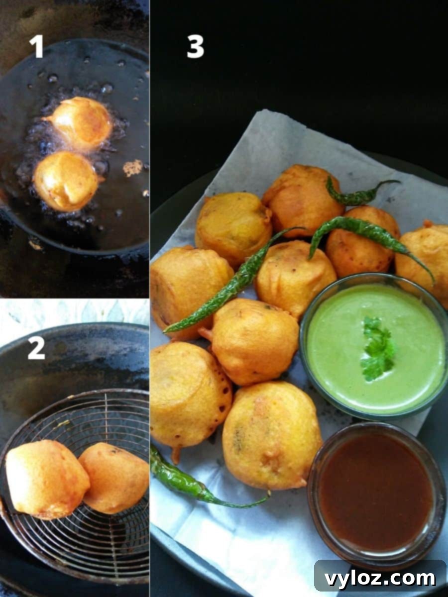 Deep Frying Aloo Bondas to Golden Perfection
