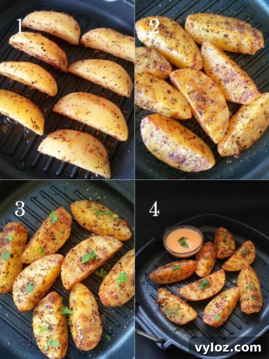 Grilling Indian spiced potato wedges to perfection