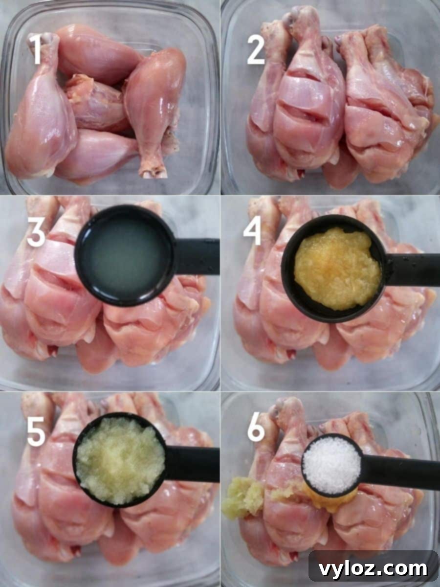 Chicken Fry first marination steps with ingredients