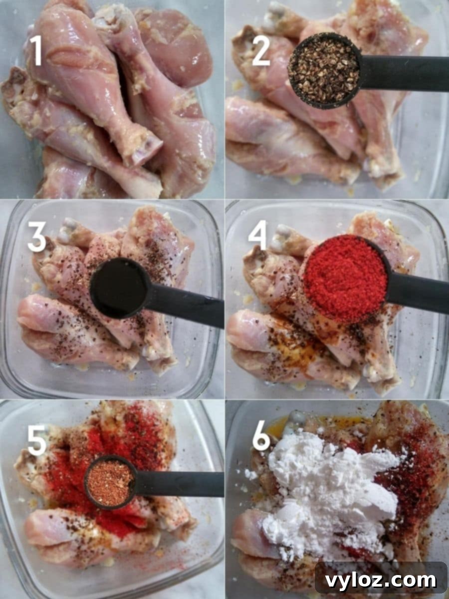 Chicken Fry second marination with cornflour and spices