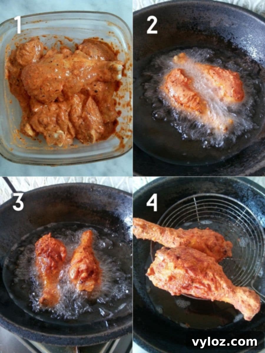 Frying Chicken Legs in hot oil