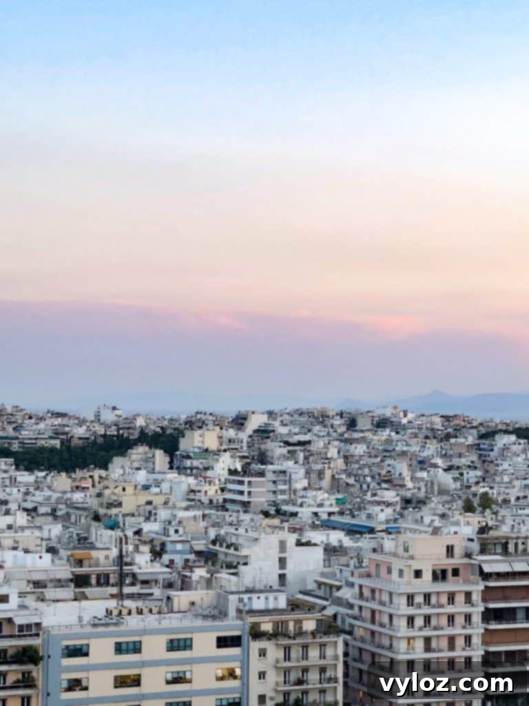 Stunning view of Athens at night from a high vantage point
