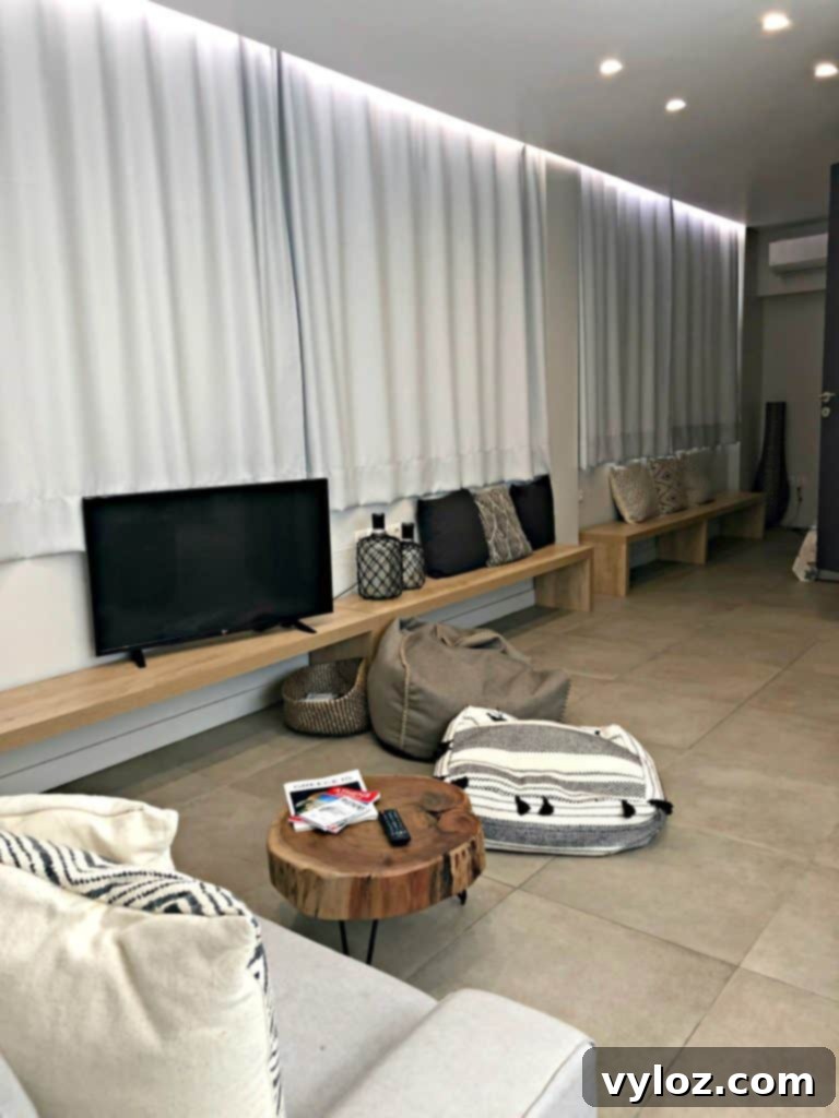 Living area of a stylish Airbnb loft in Athens