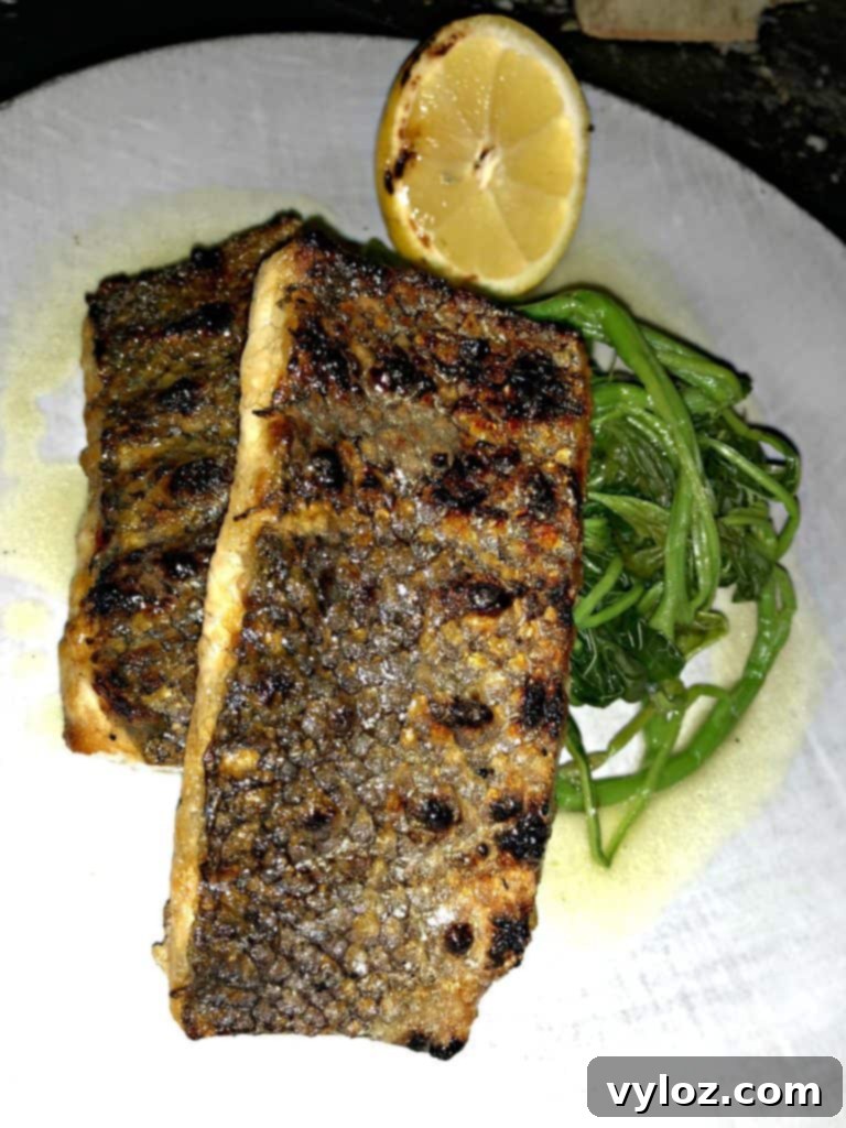 Beautifully plated fresh grilled fish dinner