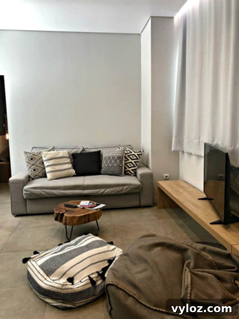 Cozy bedroom of an Athens Airbnb with local decor