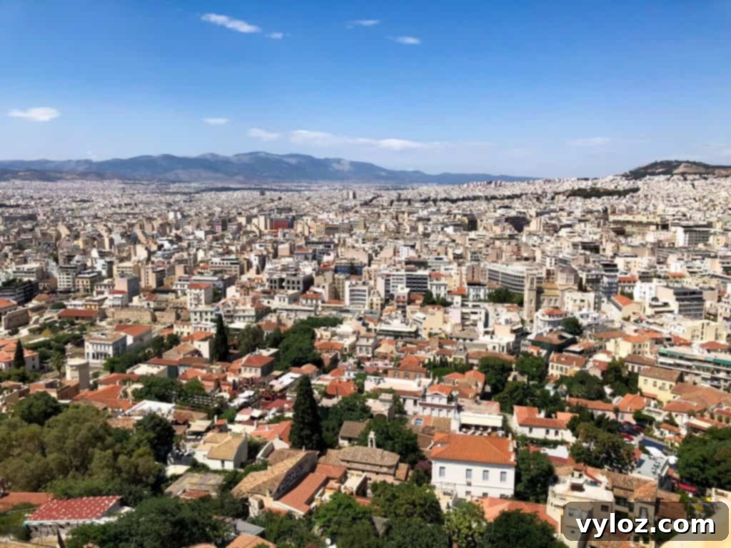 Panoramic view of Athens city from the Acropolis