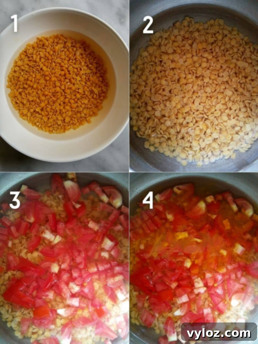 Arhar dal being boiled in a pressure cooker with spices.