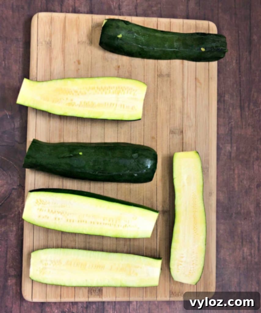 raw zucchini on a cutting board
