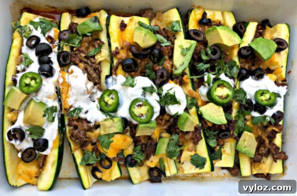 zucchini nachos with olives and sour cream