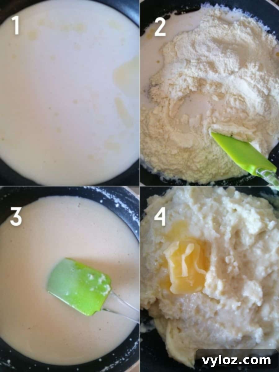 Cooking milk powder and ghee mixture to form the base for chocolate peda