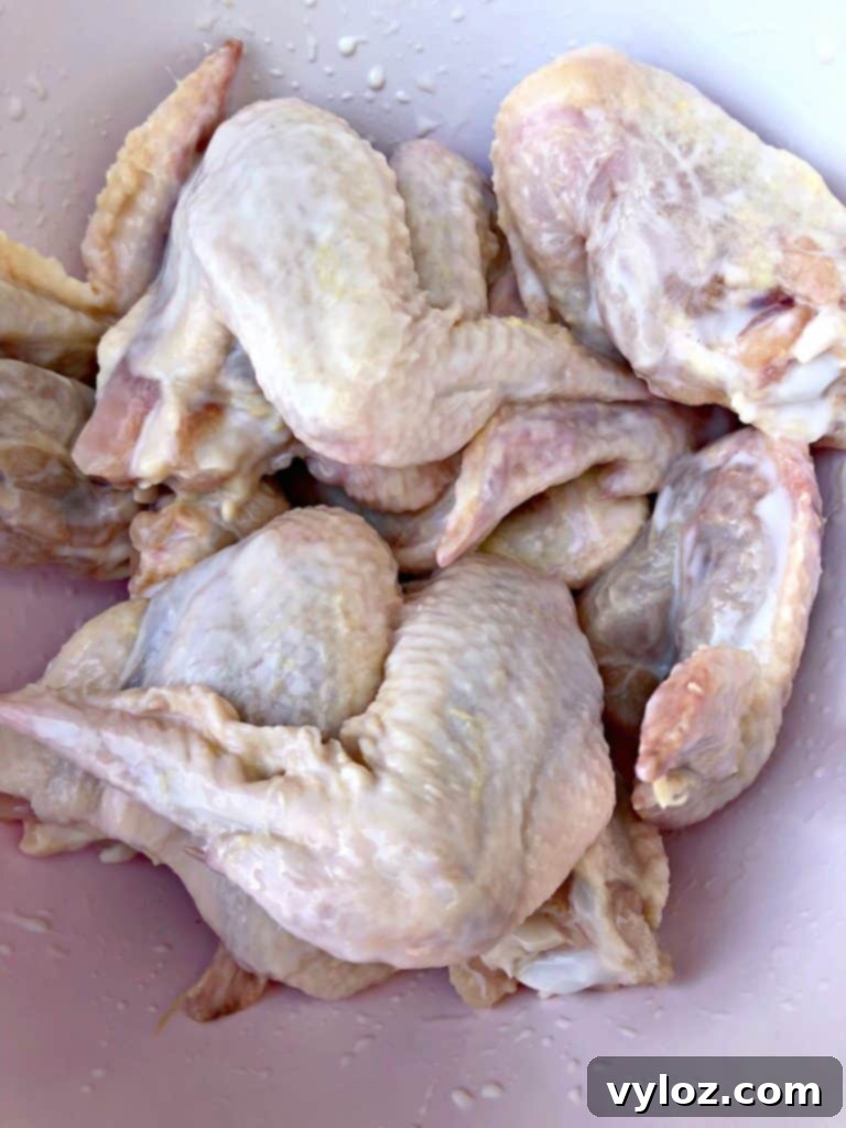 Crispy Air Fryer Buttermilk Fried Chicken 5 raw chicken wings with buttermilk