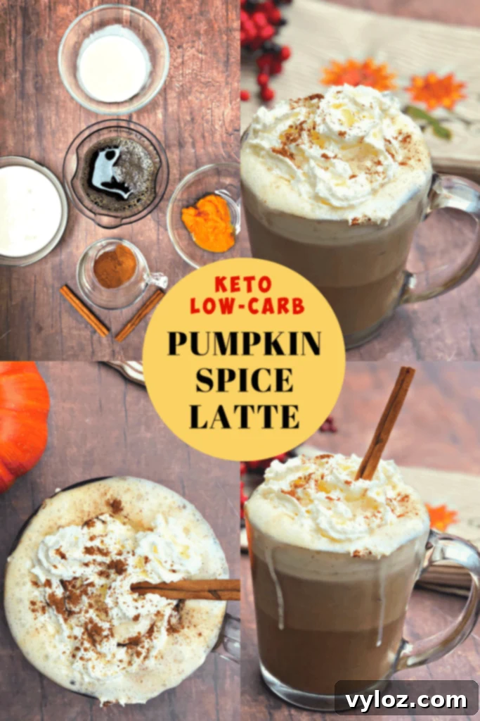 DIY Keto Low-Carb Starbucks Pumpkin Spice Latte Video Recipe 11 A keto pumpkin spice latte in a glass mug, with whipped cream and a sprinkle of cinnamon