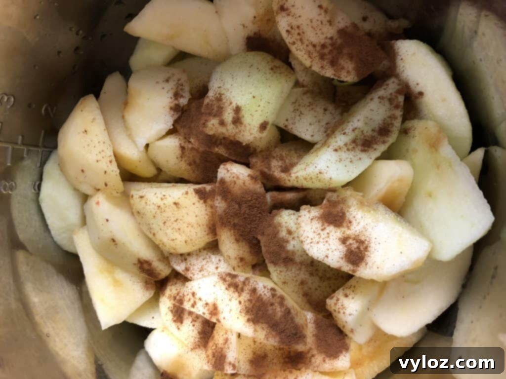 chopped apples in Instant Pot