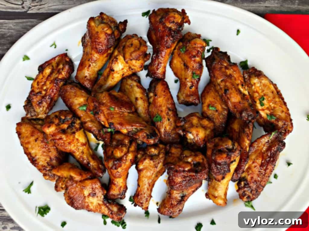 Ultimate Air Fryer Buffalo Wings 8 Air Fryer Crispy Buffalo Chicken Wings ready to be served