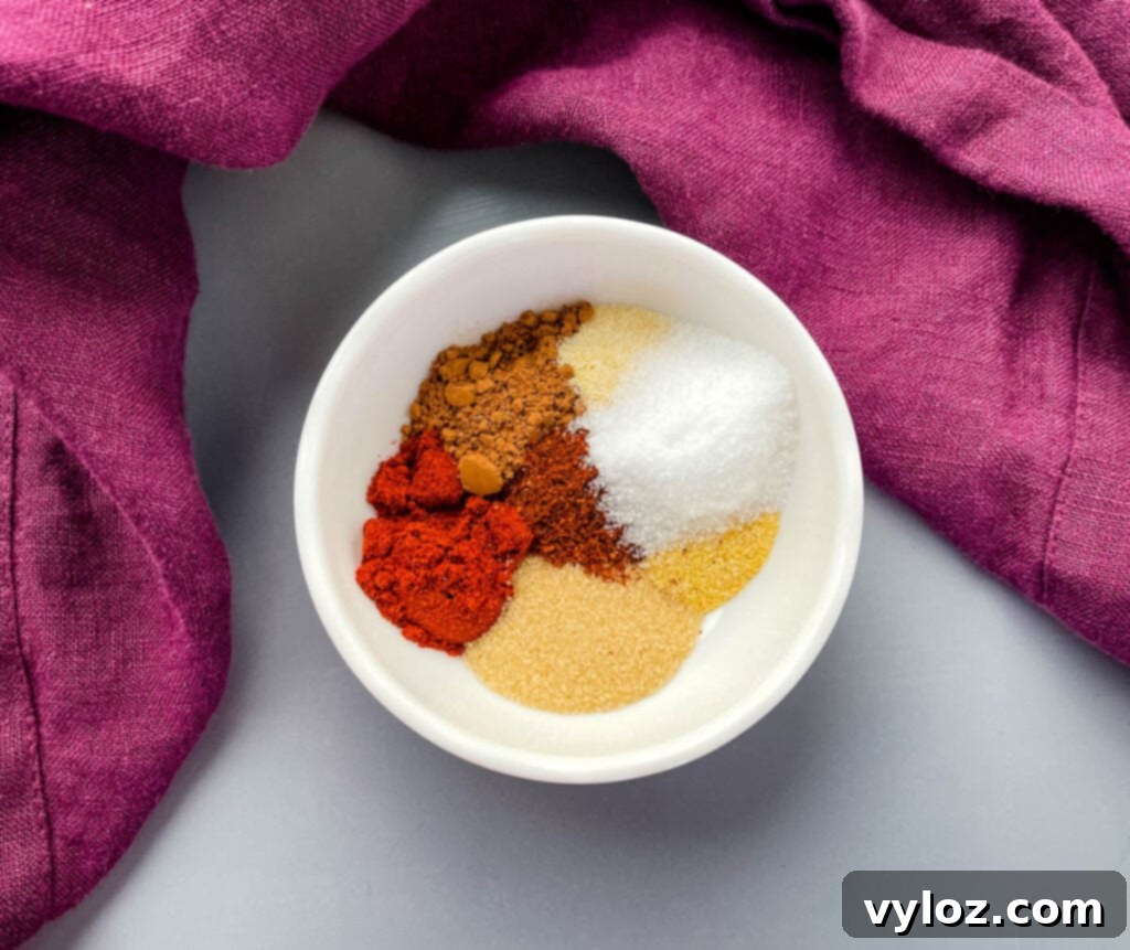 A bowl of homemade steak seasoning rub, ready to flavor delicious air fryer steaks.